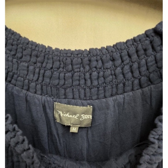 NWOT Michael Stars M Off Shoulder Gauze Minidress Navy Blue 126356 - Picture 3 of 3
